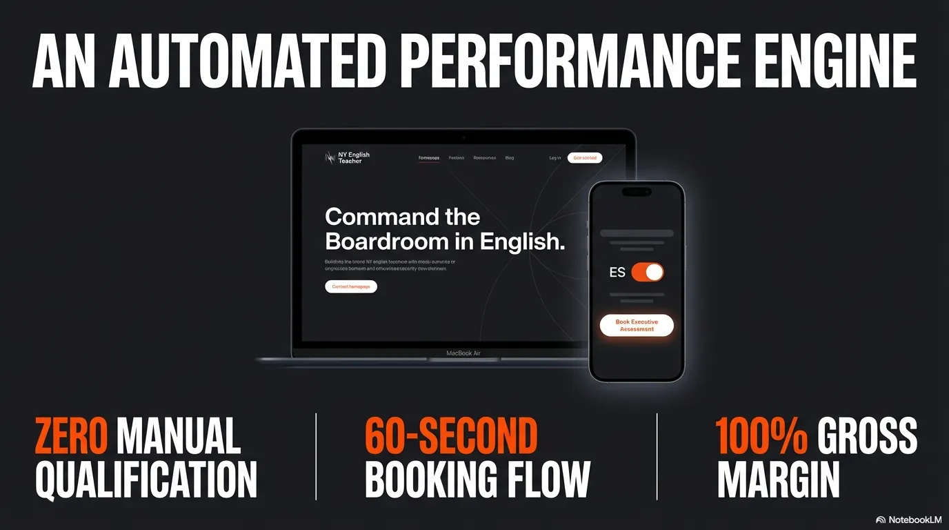 An Automated Performance Engine — Zero manual qualification, 60-second booking flow, 100% gross margin