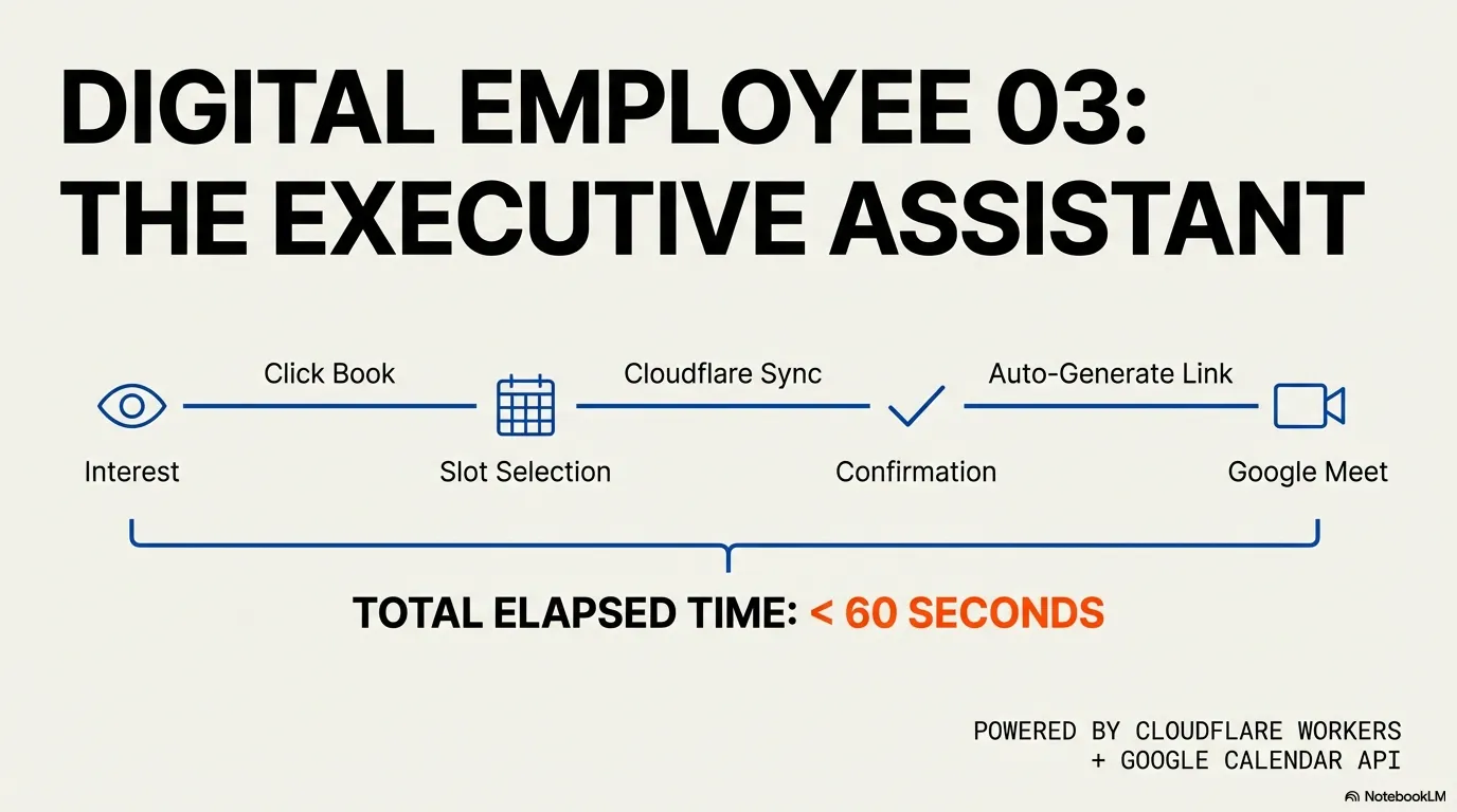 Digital Employee 03: The Executive Assistant — Interest to confirmed Google Meet booking in under 60 seconds