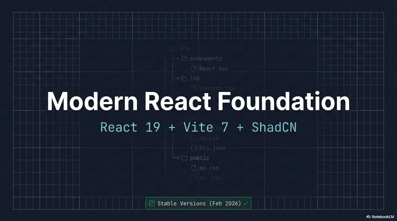 Modern React Foundation — React 19 + Vite 7 + ShadCN, stable versions pinned February 2026