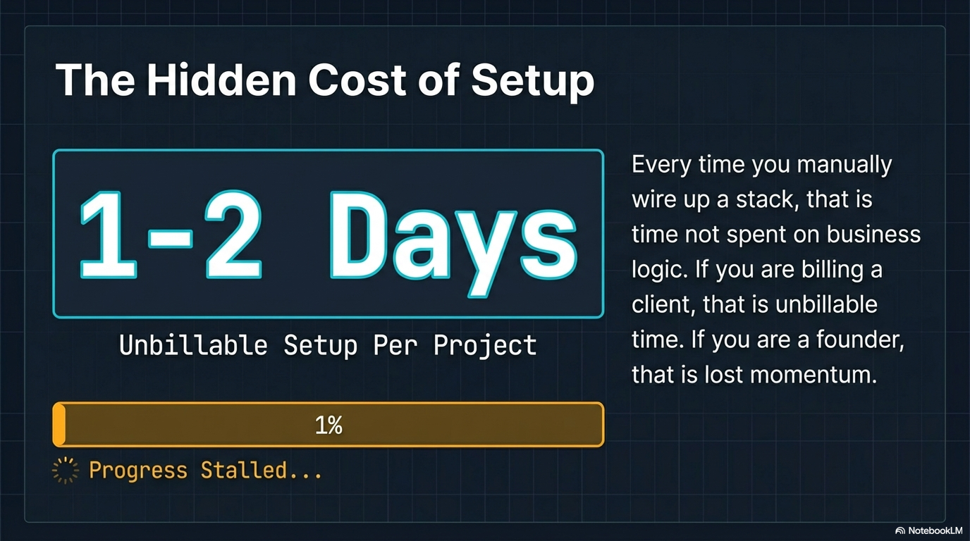 The Hidden Cost of Setup — 1 to 2 days of unbillable time lost per project before writing any business logic
